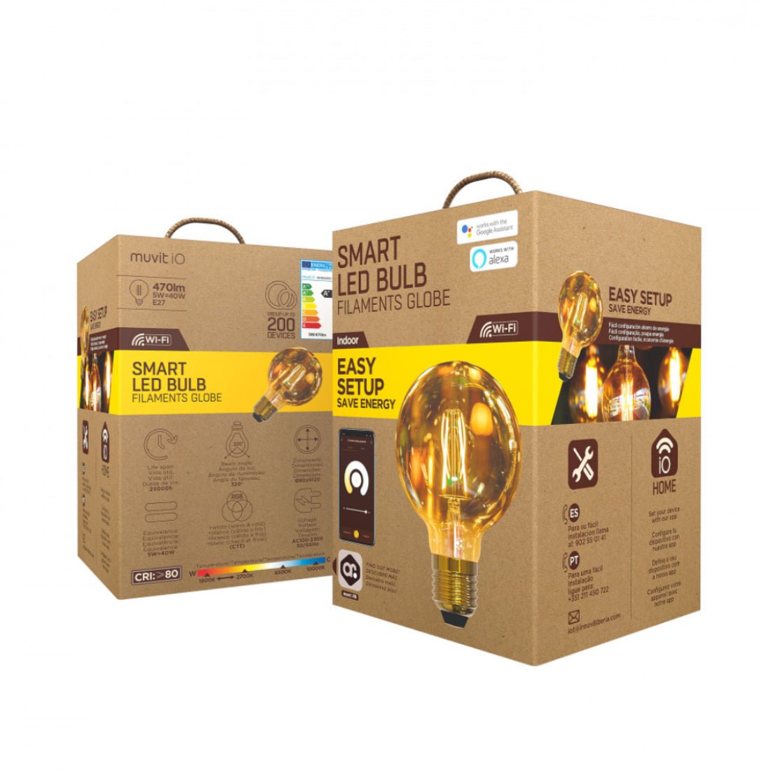 Muvit iO Smart E27/ 5W/470lm Globe Bulb - Amber - إضاءة - Store 974 | ستور ٩٧٤
