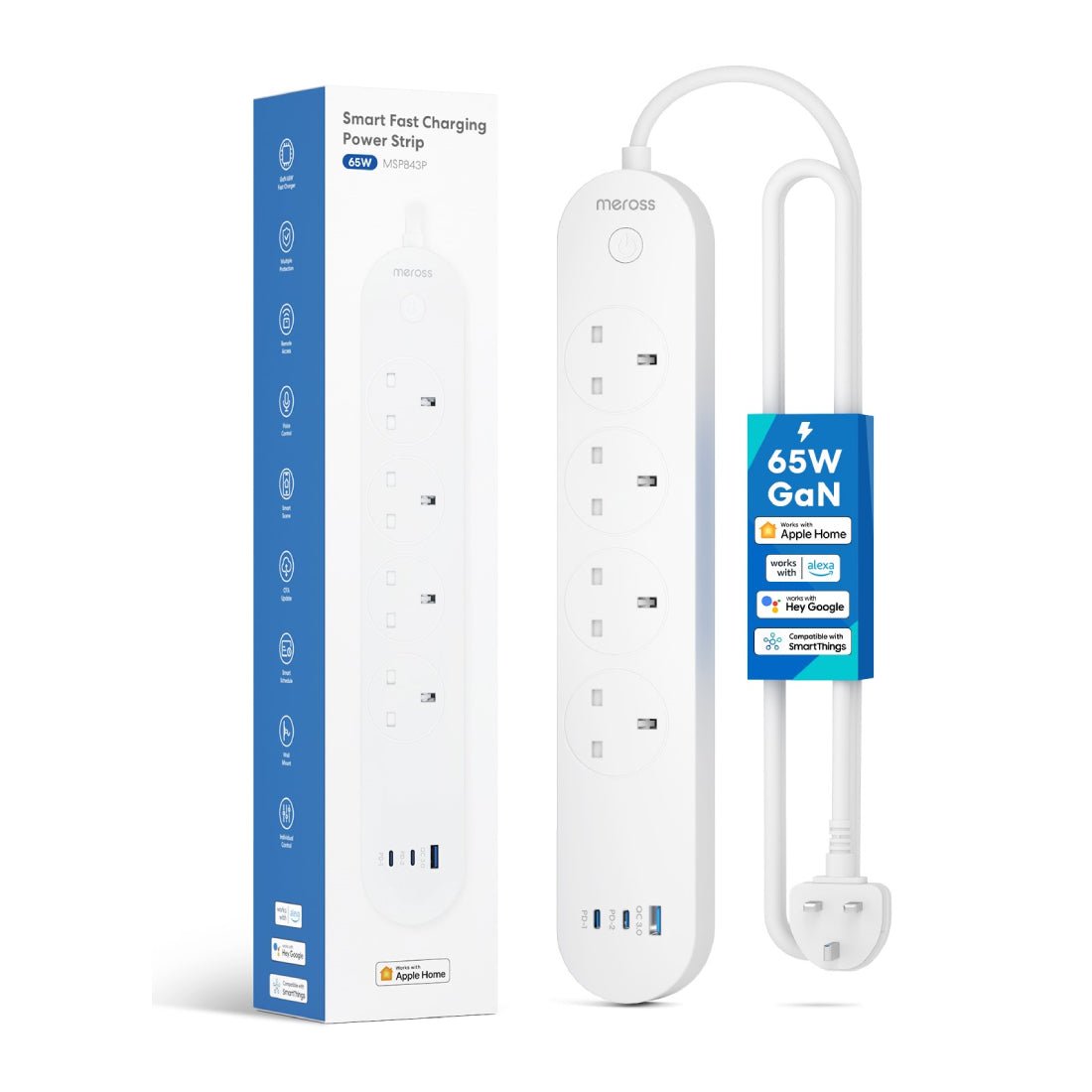 Meross Smart Fast Charging 65W Power Strip - White - وصلة Meross Smart Fast Charging 65W Power Strip - White - وصلة