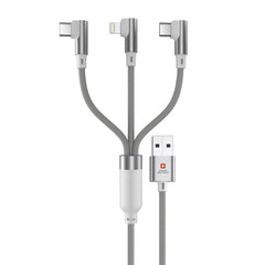 Swiss Military USB to 3-in-1 2M Braided Cable - White - كابل شحن