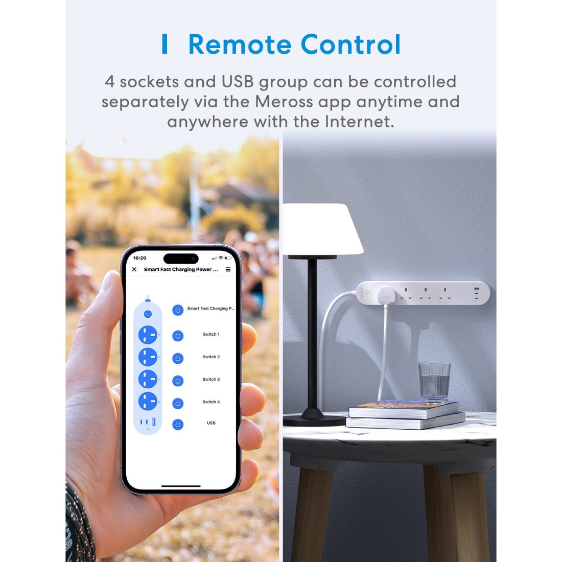 Meross Smart Fast Charging 65W Power Strip - White - وصلة Meross Smart Fast Charging 65W Power Strip - White - وصلة