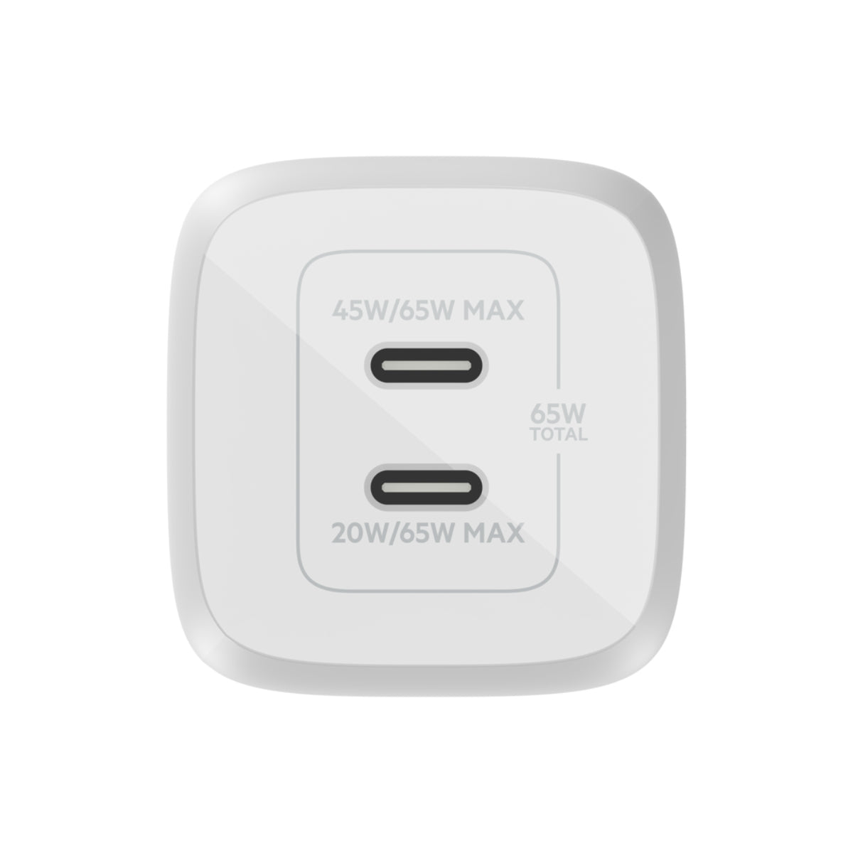 Belkin 65w Dual USB-C Gan Wall Charger W/ PPS - White - شاحن Belkin 65w Dual USB-C Gan Wall Charger W/ PPS - White - شاحن