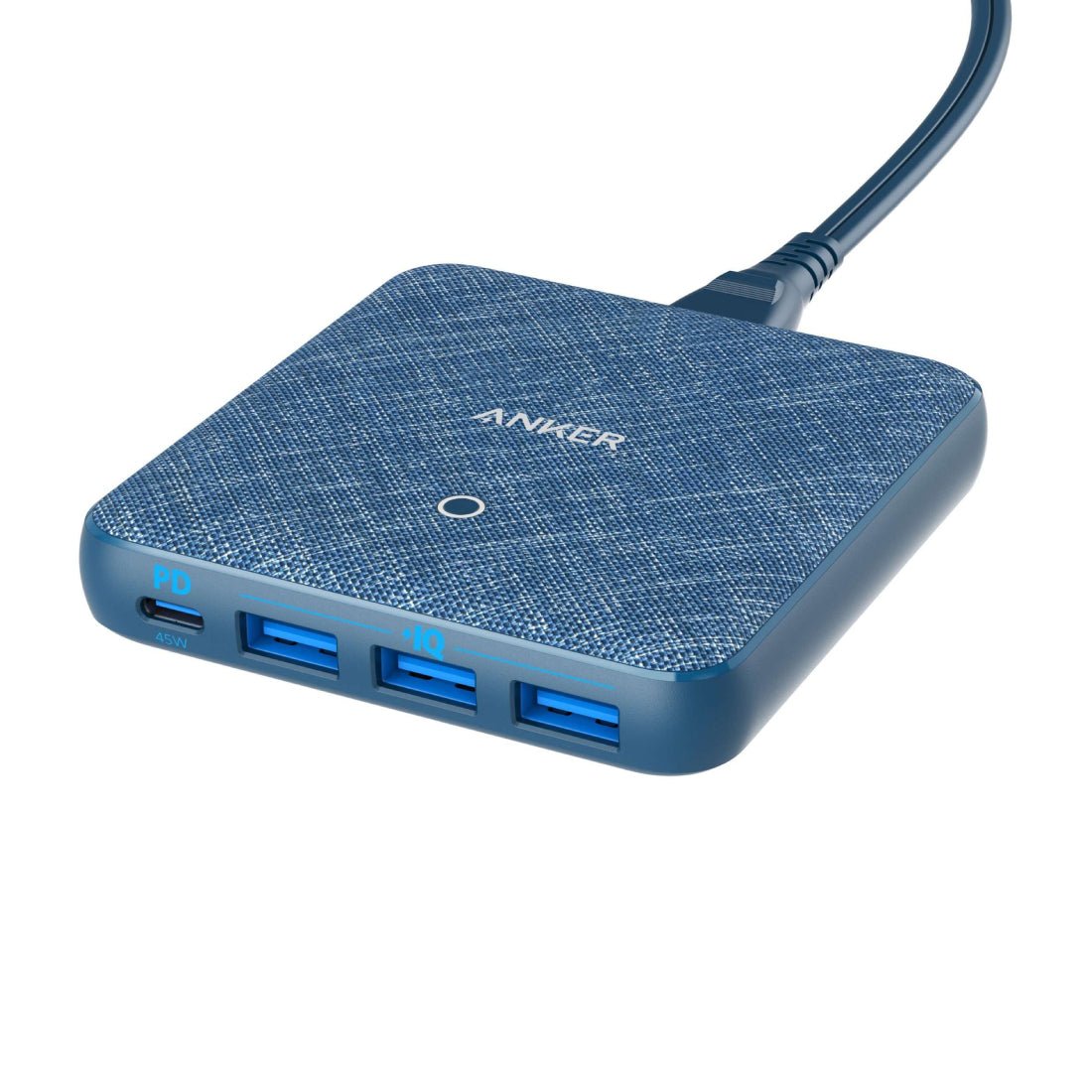 Anker Powerport Atom III Slim 4 Ports Adapter - Blue - Moزud alطaقة Anker Powerport Atom III Slim 4 Ports Adapter - Blue - Moزud alطaقة