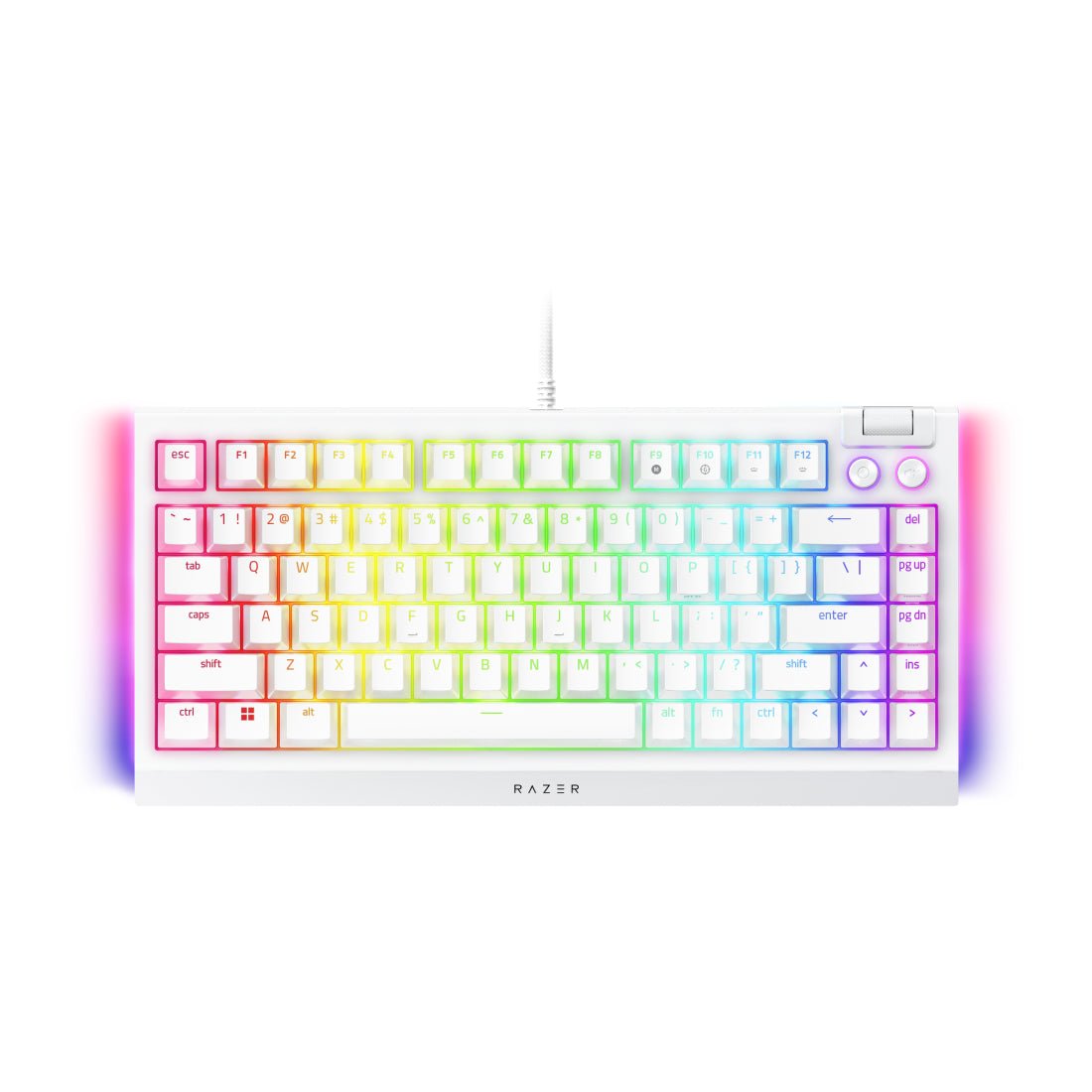 Razer BlackWidow V4 75% RGB Wired Mechanical Gaming Keyboard (US Layout) - White Edition - لوحة مفاتيح - Store 974 | ستور ٩٧٤