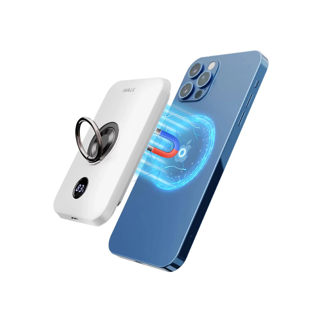iWalk Power Grip 6000mAh 15W Magnetic Power Bank - White - مزود طاقة