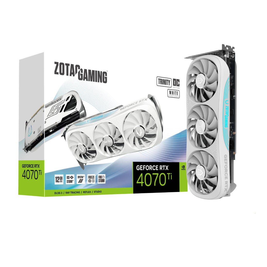 Zotac Gaming GeForce RTX 4070 Ti Trinity OC 12GB GDDR6X Graphics Card - White - كرت شاشة - Store 974 | ستور ٩٧٤