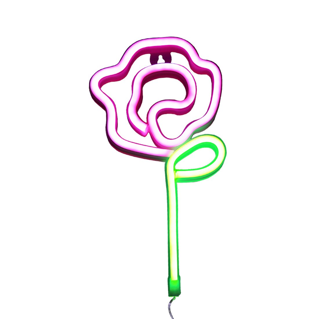 Led Neon Rose Shape - Pink & Green - إضاءة - Store 974 | ستور ٩٧٤