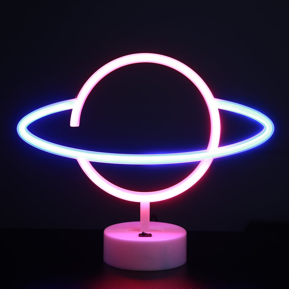 Led Neon Saturn Shape Lamp - Pink & Blue - إضاءة - Store 974 | ستور ٩٧٤