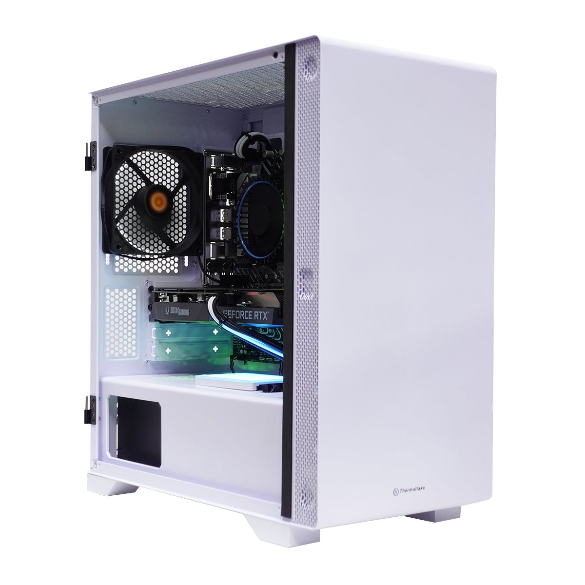 (Pre-Built) Gaming PC intel Core i5-12400F w/ Zotac Gaming RTX 3050 Twin Edge & Thermaltake S100 Tempered - White - Store 974 | ستور ٩٧٤