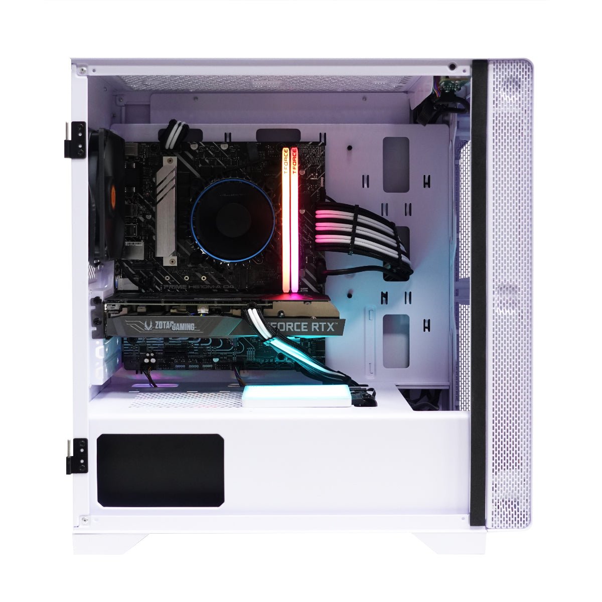 (Pre-Built) Gaming PC intel Core i5-12400F w/ Zotac Gaming RTX 3050 Twin Edge & Thermaltake S100 Tempered - White - Store 974 | ستور ٩٧٤