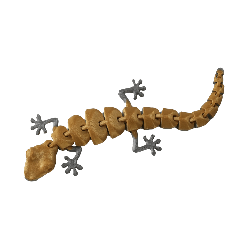 3D Station 3D Printed Mini Lizard - Gold & Gray - مجسم ثلاثي الأبعاد - Store 974 | ستور ٩٧٤