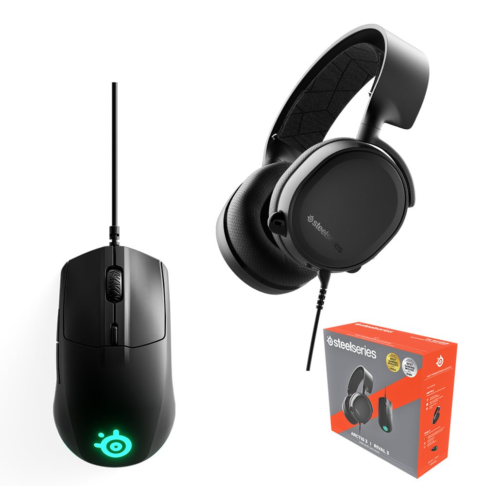 SteelSeries Arctis 3 Wired Headset + Rival 3 Wired Mouse Bundle - Store 974 | ستور ٩٧٤