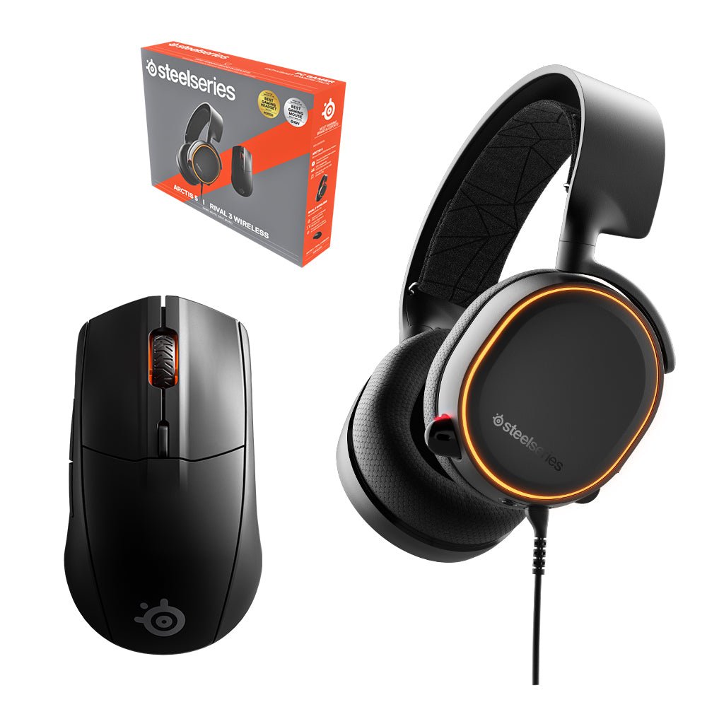 SteelSeries Arctis 5 Wired Headset + Rival 3 Wireless Mouse Bundle - تجميعة SteelSeries Arctis 5 Wired Headset + Rival 3 Wireless Mouse Bundle - تجميعة