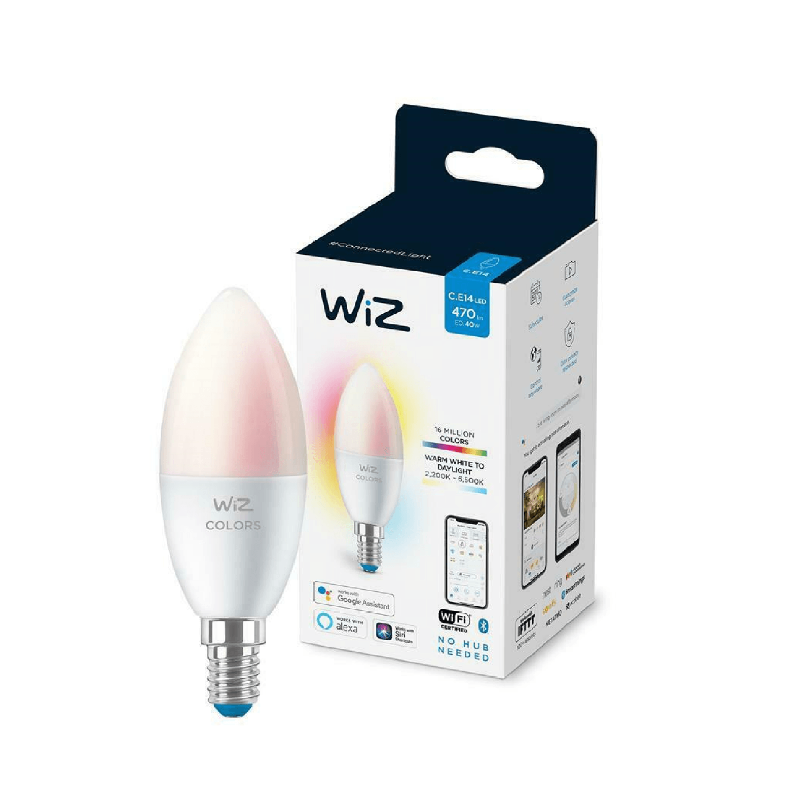 Wiz Smart Lighting 4.9W White & Color Wi-Fi Candle C37 E14 - Store 974 | ستور ٩٧٤