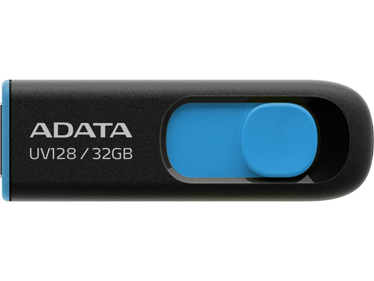 ADATA UV128 32GB USB 3.2 Retractable Capless Flash Drive - Blue/Black - Store 974 | ستور ٩٧٤