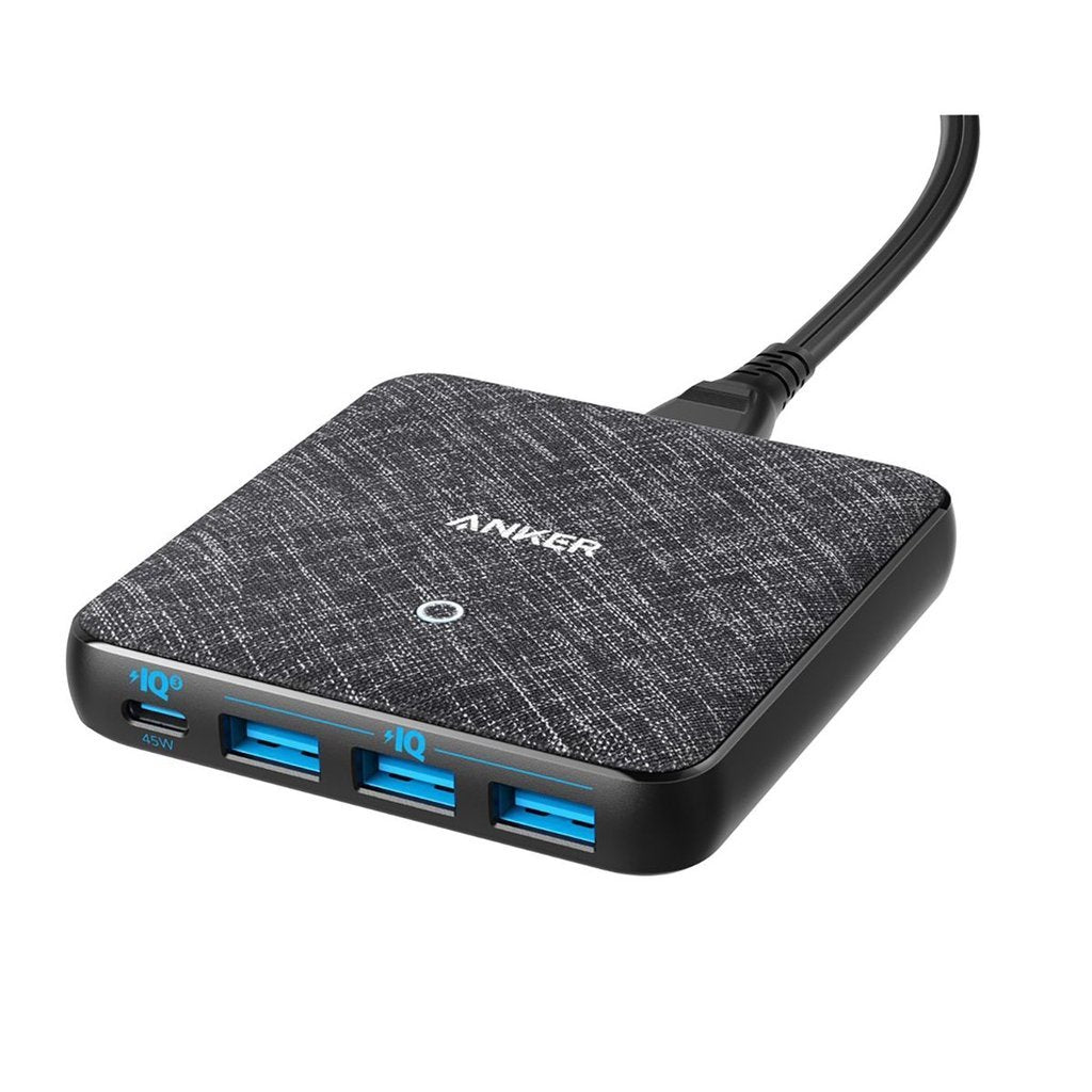 Anker PowerPort Atom III Slim 4 Ports Adapter - Black - موزع الطاقة Anker PowerPort Atom III Slim 4 Ports Adapter - Black - موزع الطاقة