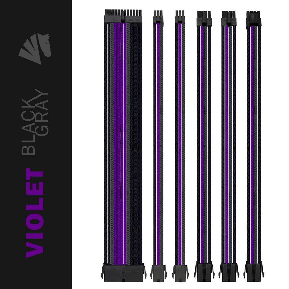 Asiahorse Custom Cable Sleeve Extension, Dual 6+2 PCI-E (Purple Mix) - Store 974 | ستور ٩٧٤