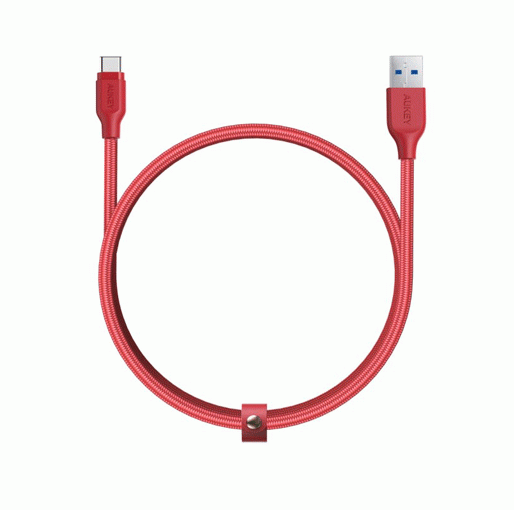 AUKEY AC1R USB Type C Braided Cable 1.2 Aluminum Head-Red - Store 974 | ستور ٩٧٤