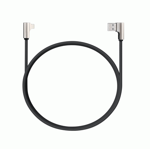 AUKEY BAL6B 90° degree MFi Lightning 8 pin Sync and Charging Cable-1.2M Black - Store 974 | ستور ٩٧٤