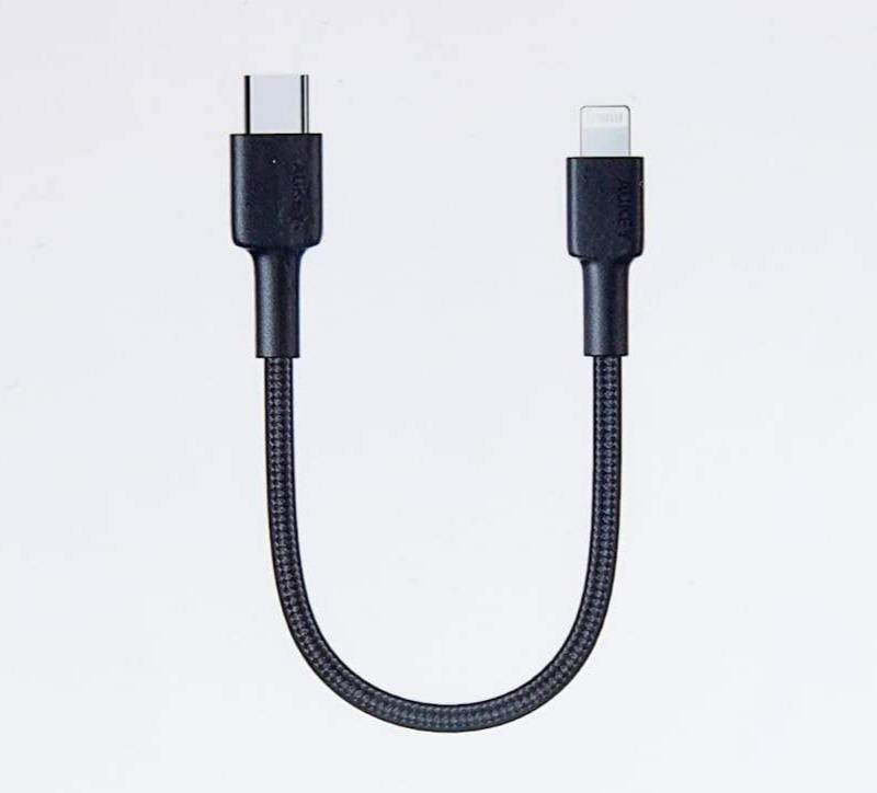 Aukey CL12B Braided Nylon USB-C to Lightning Cable-18cm - Store 974 | ستور ٩٧٤