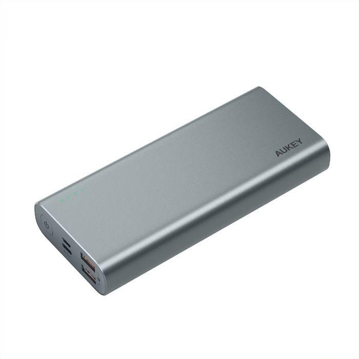 Aukey XD13G 20000mah Aluminium ، USB-C Power Bank مع Quick Charge-GREY Aukey XD13G 20000mah Aluminium ، USB-C Power Bank مع Quick Charge-GREY