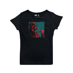 Jobedu Darth Vader Calligraphy Women's T-shirt - Black - تي-شيرت
