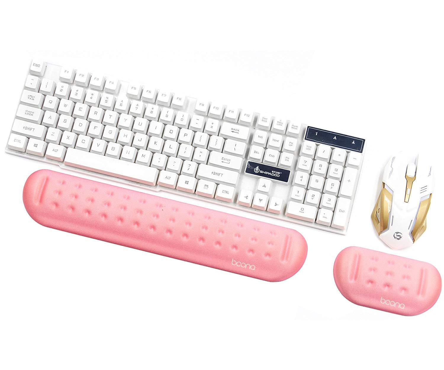 Boona Memory Foam Keyboard Wrist Pad Set - Pink - Store 974 | ستور ٩٧٤