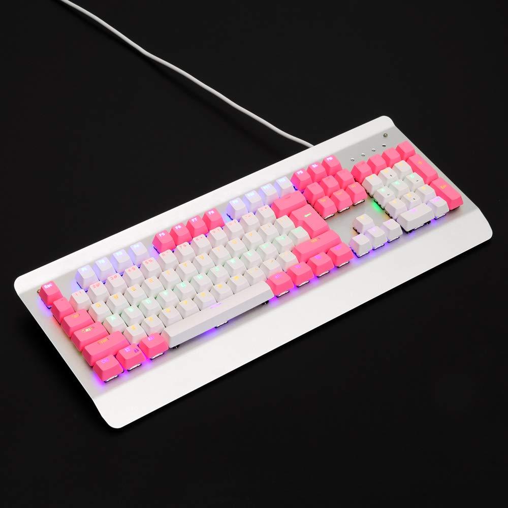 Bossi 104 Key PBT Backlit Keycaps - White/Pink - Store 974 | ستور ٩٧٤