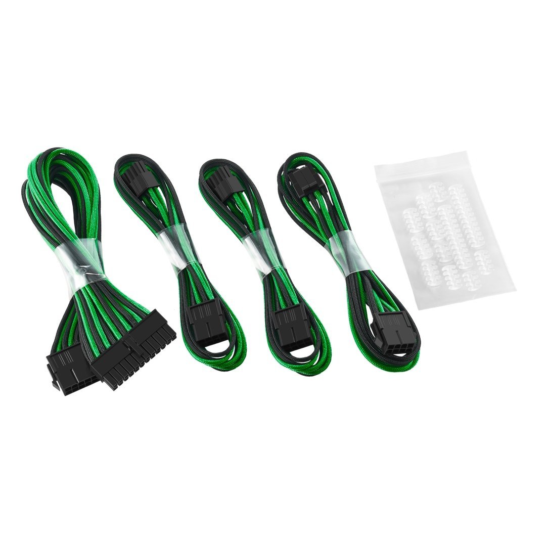 CableMod - Basic ModFlex Dual 6+2 Sleeved Cable Extensions - Black/Green - كابل CableMod - Basic ModFlex Dual 6+2 Sleeved Cable Extensions - Black/Green - كابل