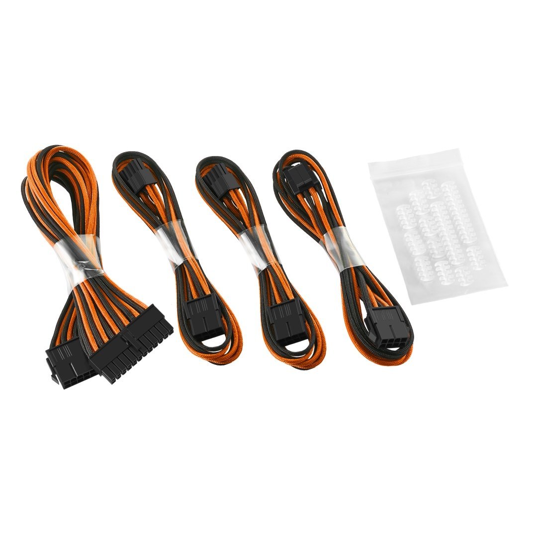 CableMod - Basic ModFlex Dual 6+2 Sleeved Cable Extensions - Black/Orange - كابل CableMod - Basic ModFlex Dual 6+2 Sleeved Cable Extensions - Black/Orange - كابل