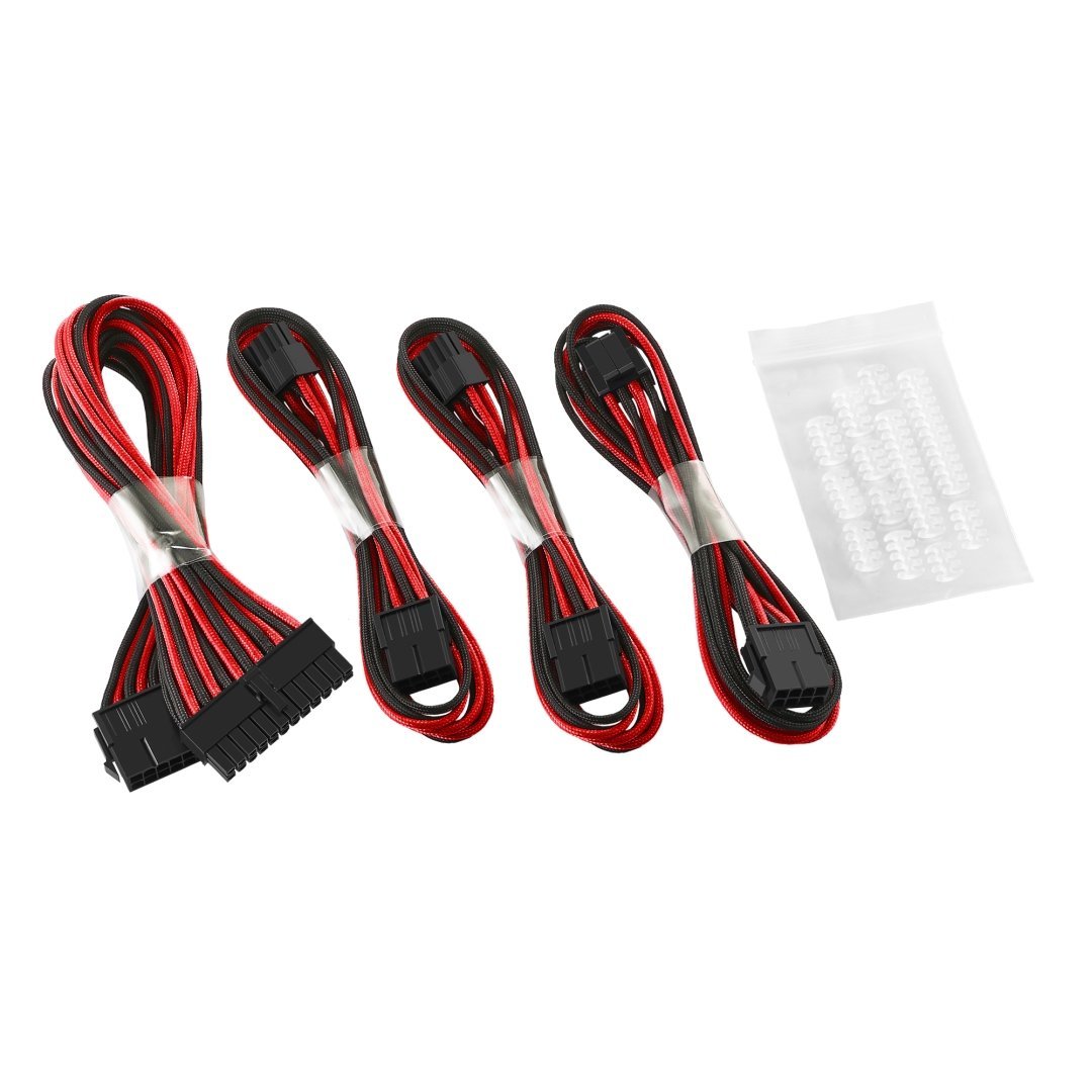 CableMod - Basic ModFlex Dual 6+2 Sleeved Cable Extensions - Black/Red - كابل CableMod - Basic ModFlex Dual 6+2 Sleeved Cable Extensions - Black/Red - كابل