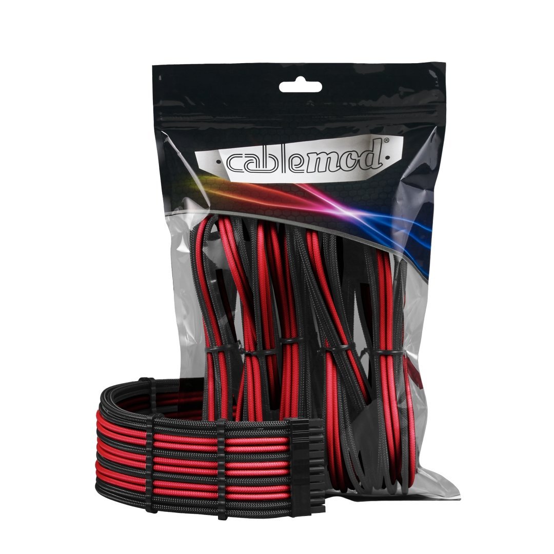 CableMod - ModMesh PRO Dual 8 pin PCI-E Sleeved Cable Extensions - Black/Red - كابل CableMod - ModMesh PRO Dual 8 pin PCI-E Sleeved Cable Extensions - Black/Red - كابل