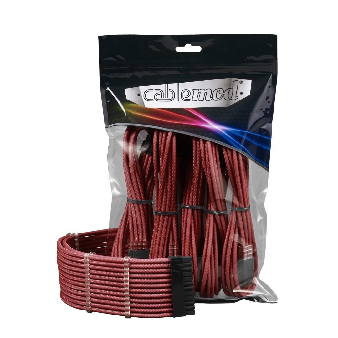 CableMod - ModMesh PRO Dual 8 pin PCI-E Sleeved Cable Extensions - Blood Red - كابل CableMod - ModMesh PRO Dual 8 pin PCI-E Sleeved Cable Extensions - Blood Red - كابل