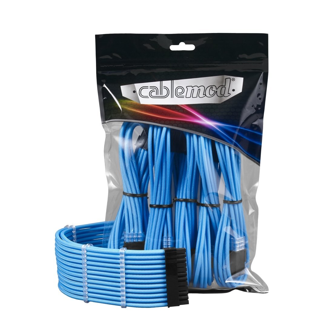 CableMod - ModMesh PRO Dual 8 pin PCI-E Sleeved Cable Extensions - Light Blue - كابل CableMod - ModMesh PRO Dual 8 pin PCI-E Sleeved Cable Extensions - Light Blue - كابل