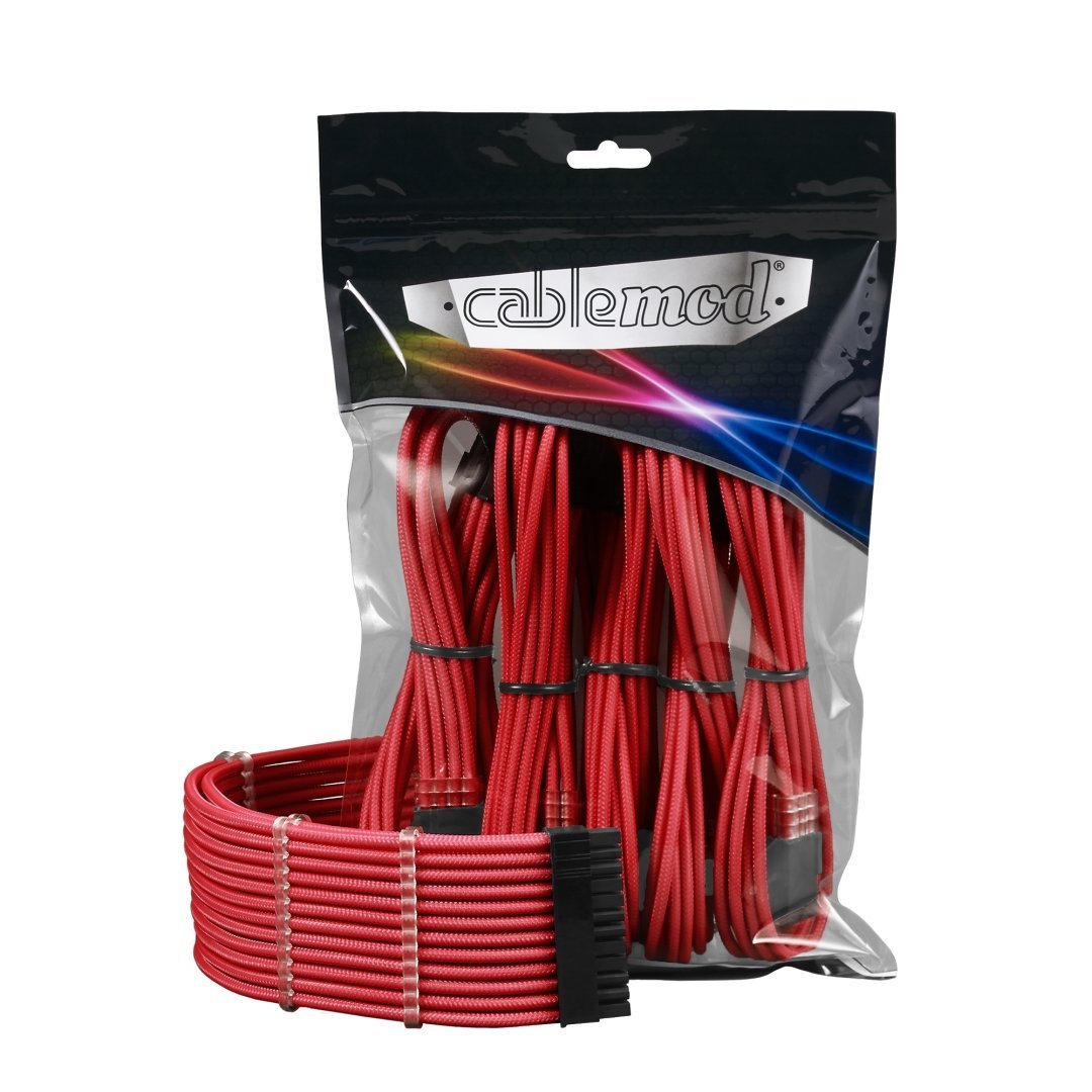 CableMod - ModMesh PRO Dual 8 pin PCI-E Sleeved Cable Extensions - Red - كابل CableMod - ModMesh PRO Dual 8 pin PCI-E Sleeved Cable Extensions - Red - كابل
