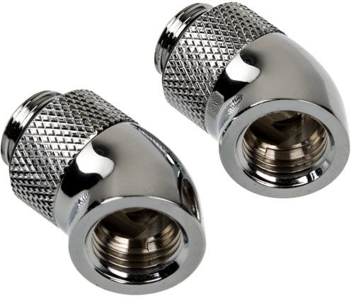 Corsair Hydro X Series 45° Rotary Adapter Twin Pack - Chrome - وصلات أنابيب Corsair Hydro X Series 45° Rotary Adapter Twin Pack - Chrome - وصلات أنابيب