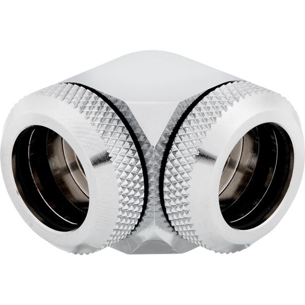 Corsair Hydro X Series XF Hardline 14mm 90° Angled Compression Twin Pack - Chrome - وصلات أنابيب Corsair Hydro X Series XF Hardline 14mm 90° Angled Compression Twin Pack - Chrome - وصلات أنابيب
