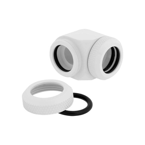 Corsair Hydro X Series XF Hardline 14mm 90° Angled Compression Twin Pack - White - وصلات أنابيب Corsair Hydro X Series XF Hardline 14mm 90° Angled Compression Twin Pack - White - وصلات أنابيب