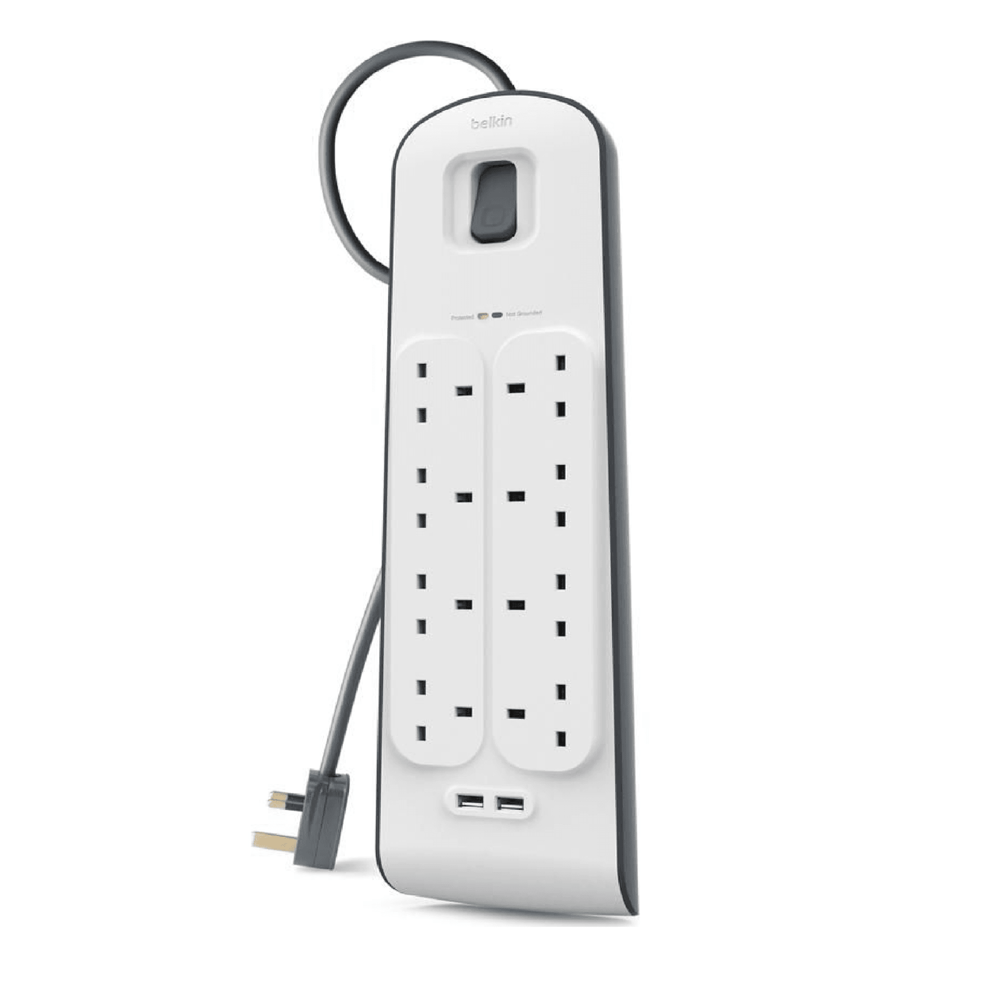 Belkin Tropge Plus Protector 8 Way Outlet W/ 2 USB Outlet - 2M - كAbl Belkin Tropge Plus Protector 8 Way Outlet W/ 2 USB Outlet - 2M - كAbl