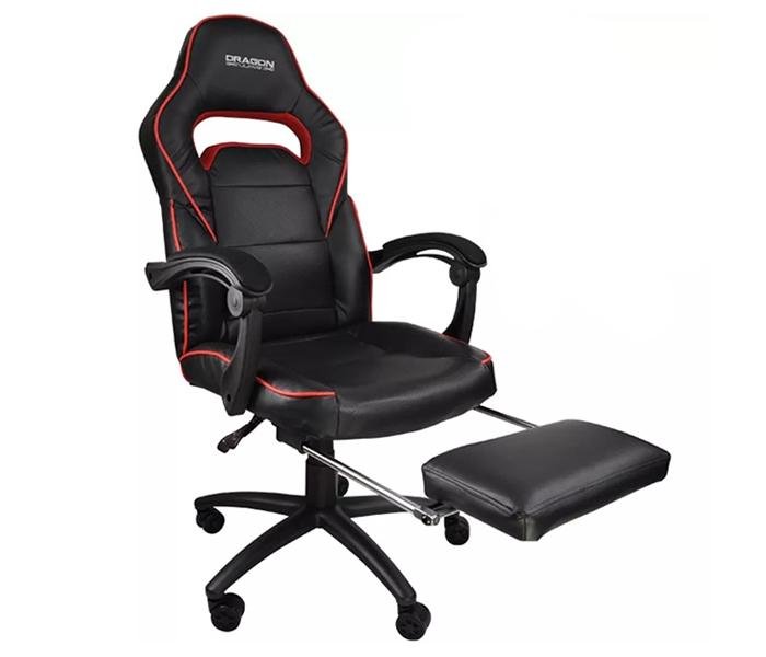 Dragon War GC-006 Foot Rest Gaming Chair - Red/Black - Store 974 | ستور ٩٧٤