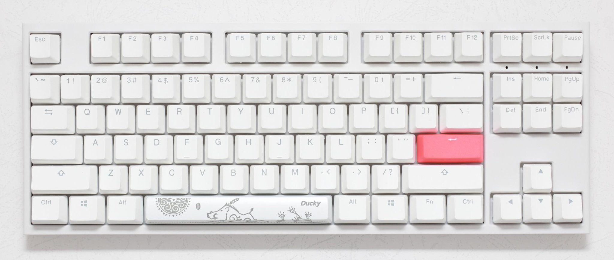 Ducky One 2 TKL Pure White Mechanical Keyboard-Cherry RGB Silent Red switch - Store 974 | ستور ٩٧٤
