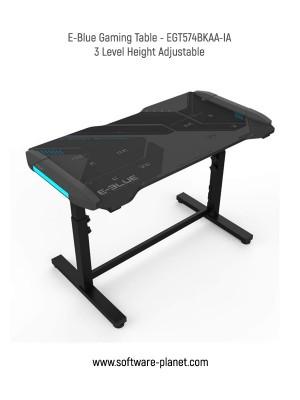 E-Blue EGT574 Glowing Gaming Desk - Black with Ice Blue Glow Effect - Store 974 | ستور ٩٧٤