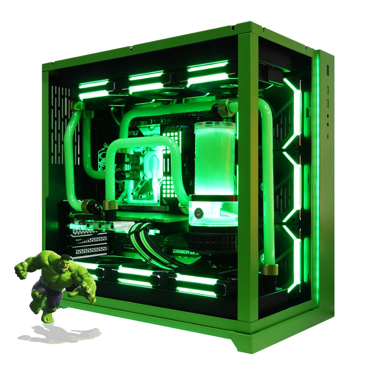 (Pre-Built) The Hulk Gaming PC Intel Core i9-12900K w/ Zotac RTX 3090 Trinity OC & Lian Li PC-O11 Dynamic - Green - Store 974 | ستور ٩٧٤