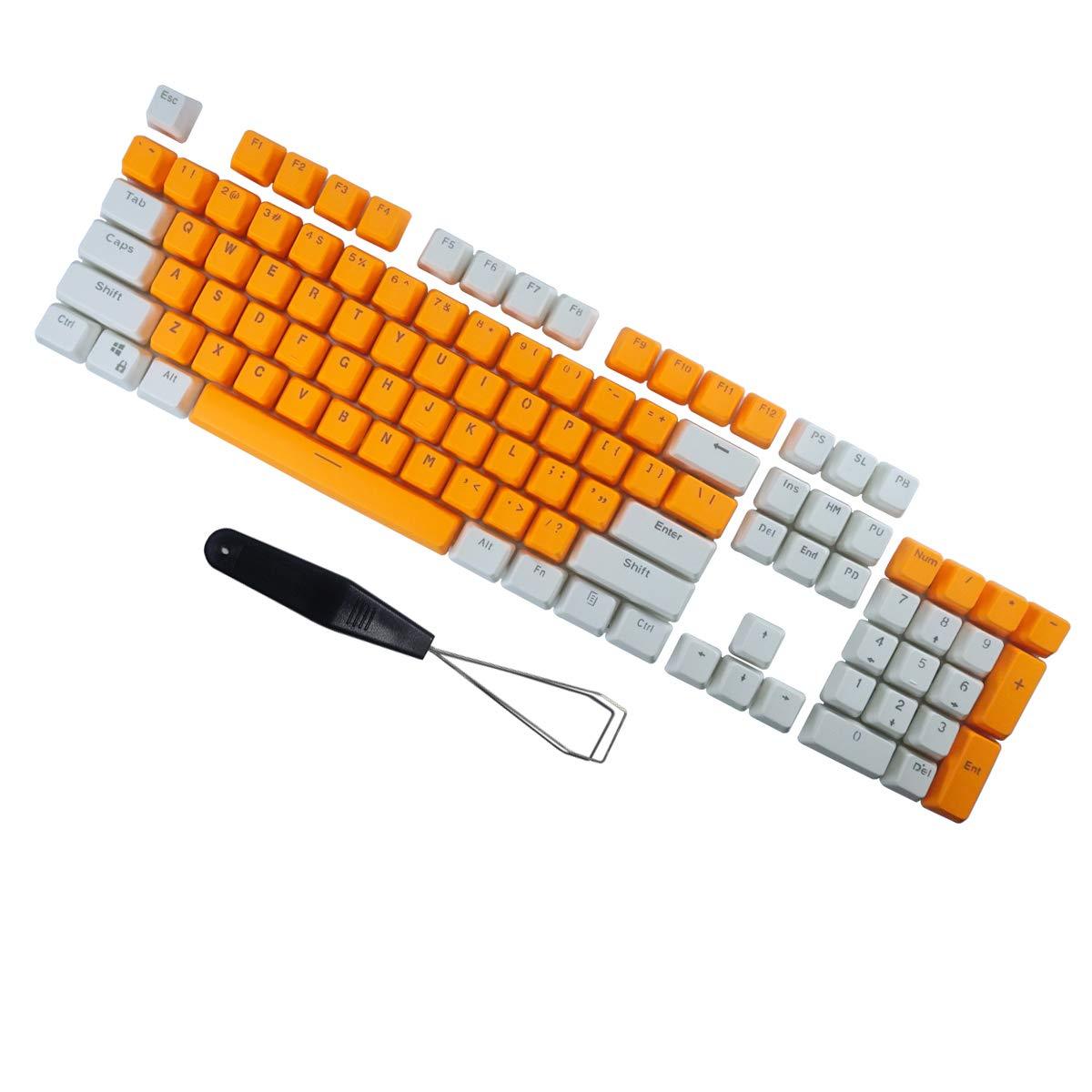 NPKC 104 Key PBT Keycaps - White/Orange - Store 974 | ستور ٩٧٤
