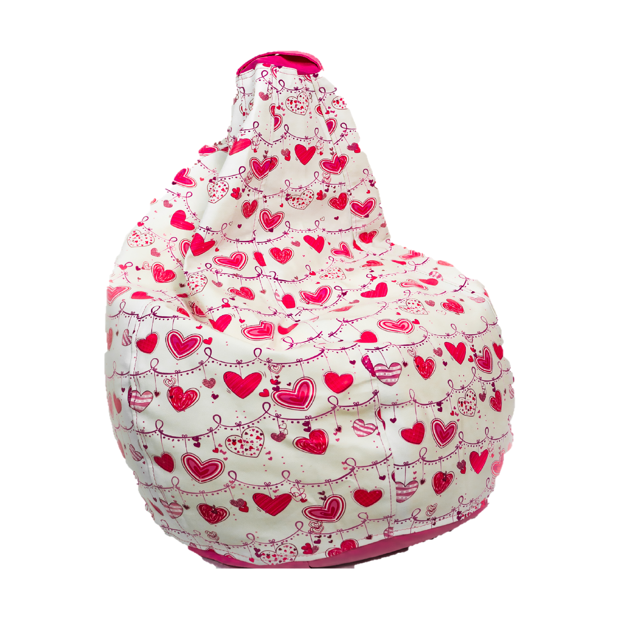 Watiaa Bean Bag (Leatherette) Kids Printed - Pink Heart - Store 974 | ستور ٩٧٤