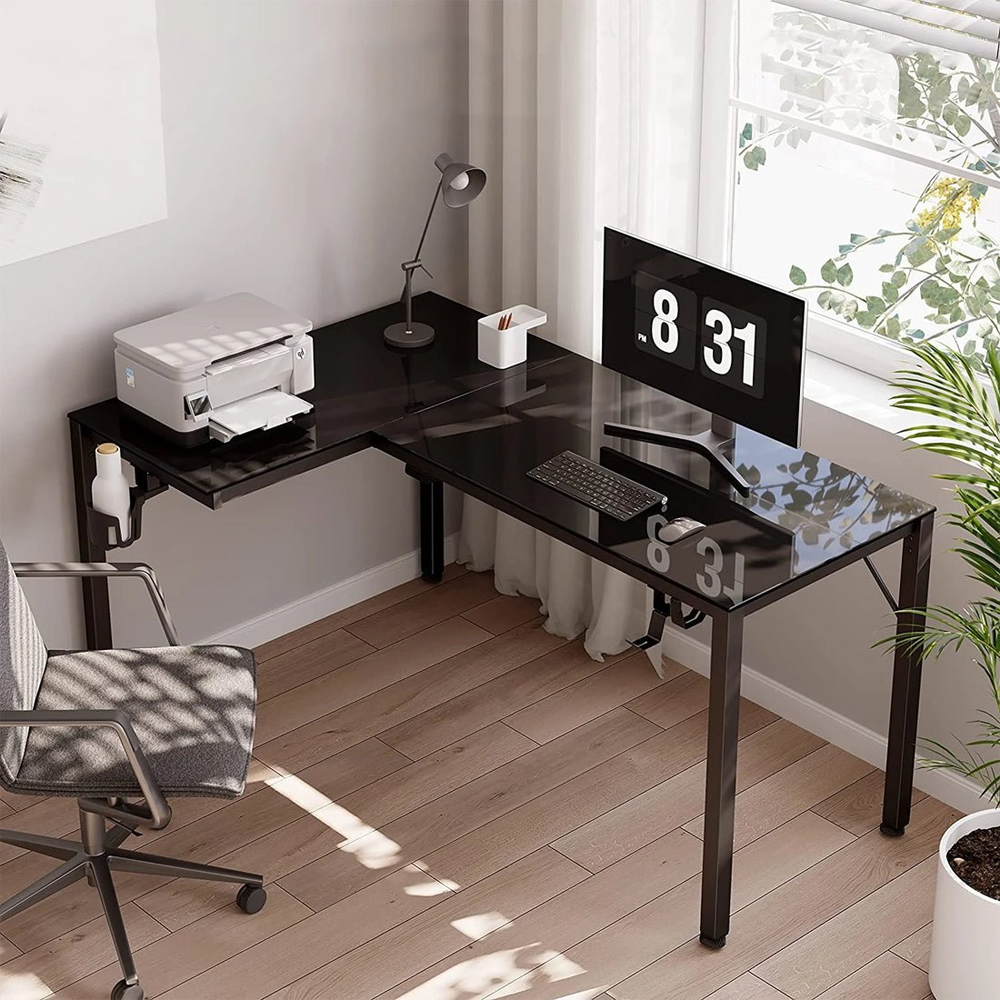 Eureka Gaming L60 RGB Spectrum Glass Corner Gaming Desk - طاولة ألعاب - Store 974 | ستور ٩٧٤