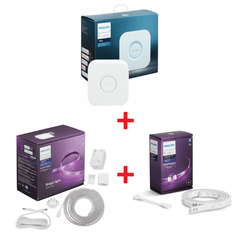 Philips Hue Bridge White Bundle W / Philips Hue LightStrip 2M Base Kit + 1M تمديد