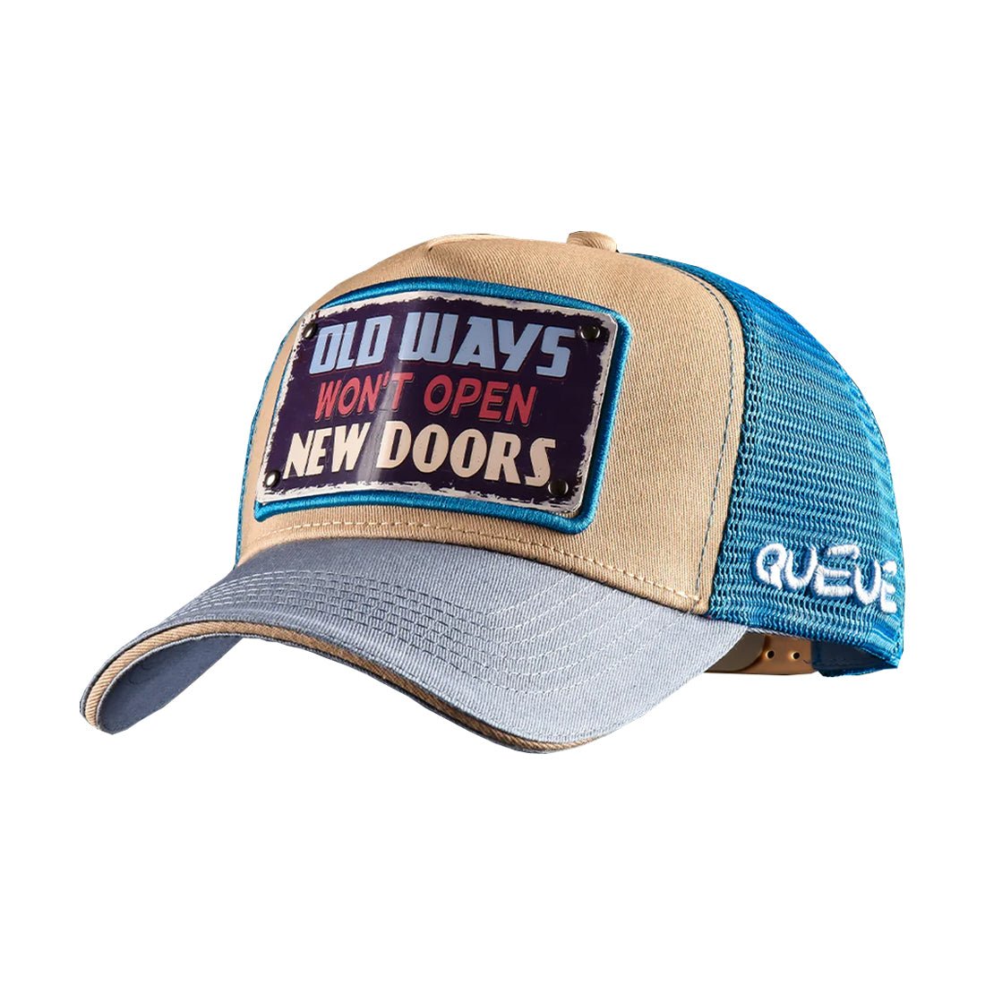 Queue Caps Old Ways Cap - Beige & Light Blue - قبعة - Store 974 | ستور ٩٧٤