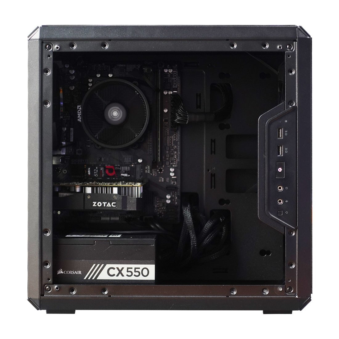 (Pre-Owned) Gaming PC AMD Ryzen 3 2200g w/ Zotac GTX 1050 & CoolerMaster Master box Q300L - Black - كمبيوتر مستعمل - Store 974 | ستور ٩٧٤