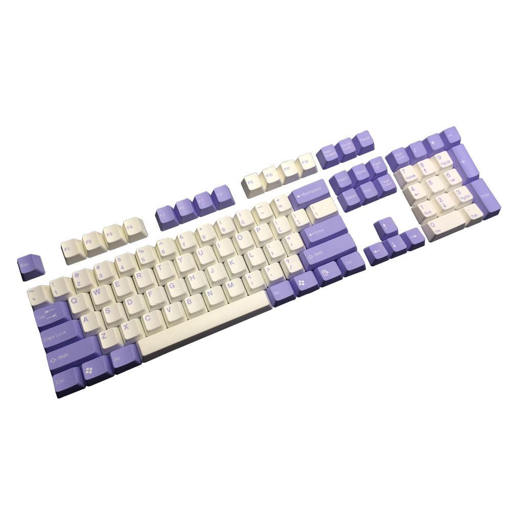 Tai-Hao 104 Keys-Double Shot Keycap + 1 Keys Puller - White/Dark purple - Store 974 | ستور ٩٧٤