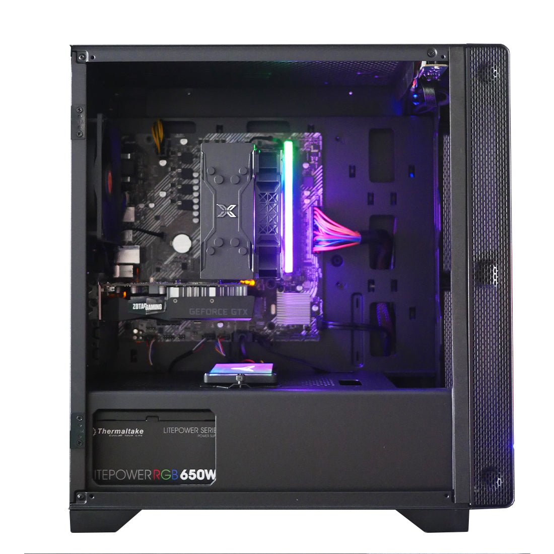 (Pre-Built) Gaming PC AMD Ryzen 3 3200G w/ Zotac GTX 1630 & Thermaltake S100 TG - Black - Store 974 | ستور ٩٧٤